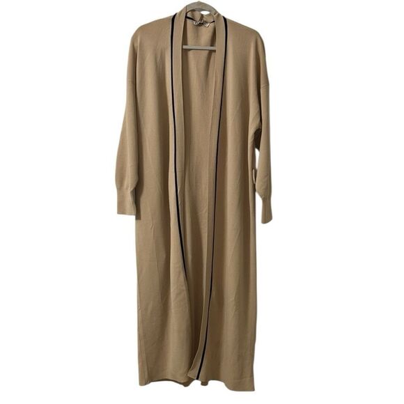 Zara Tan/Beige 2pc Long  Duster Pants Set(Duster Small/Pants Medium) - Picture 3 of 10